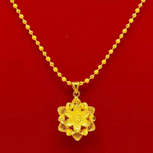 沙金吊坠不掉色锁骨项链女新品潮古法999仿真首饰假黄金结婚锡金