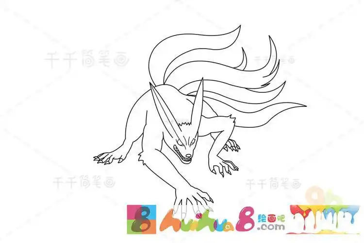 火影忍者九尾九喇嘛简笔画亲子绘画