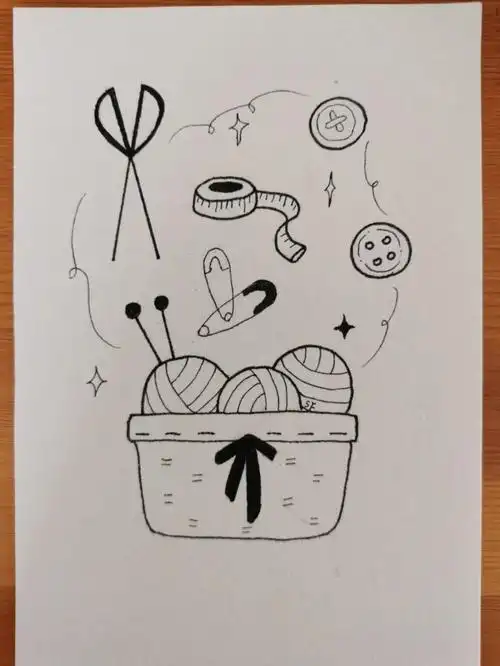 简笔画62针管笔手绘针线