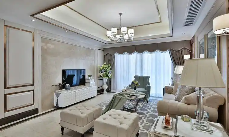 房间客厅吊顶走半吊还是全平吊好对比实景效果图