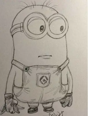 动漫人物素描铅笔画_呆萌的小黄人