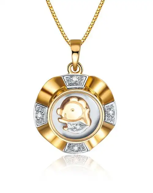 唯品会专供18k金钻石吊坠-时来运转