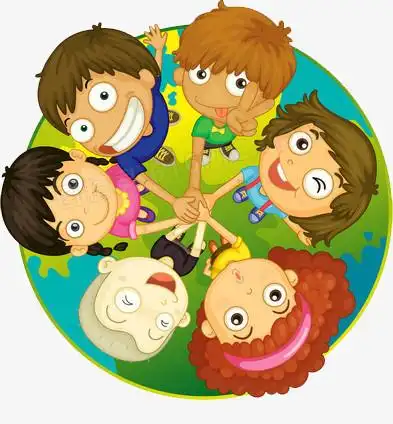 卡通一群小朋友开心的大学生人物png彩绘一群跑步的人高清免扣素材pn