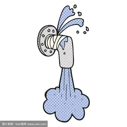 漫画风格的卡通漏水管道