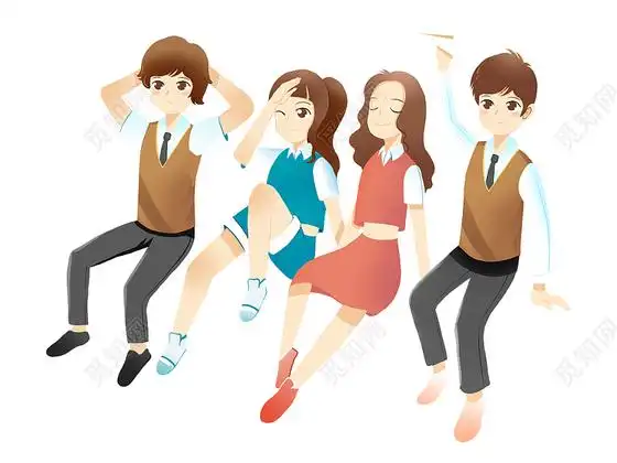 彩色卡通手绘五四青年节人物快乐文艺活力元素png素材