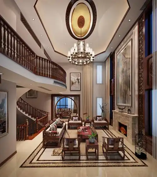 浦东新区东海御庭450平中式别墅装修效果图 - 统帅装饰