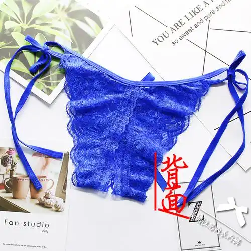 系带性感丁字裤女全透明蕾丝大码胖mm火辣诱惑低腰女士无痕t裤头