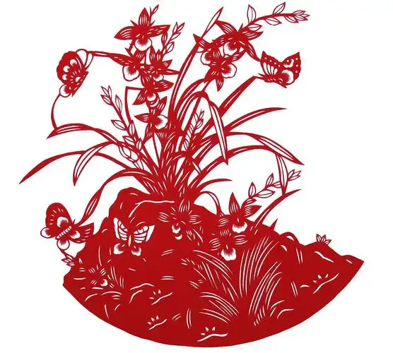 梅兰竹荷菊剪纸画装饰画特色文化纯手工吉祥中国风刻纸成品送来外