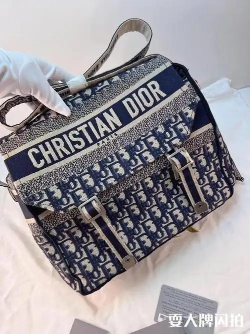 dior迪奥 全新经典款蓝色老花帆布邮差包 dior全新经典款蓝色老花帆布