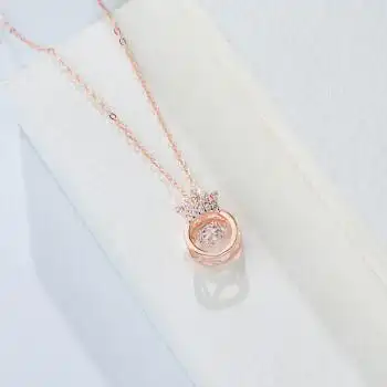 周大福款式s925银皇冠项链女跳动的心锁骨链情人节生日礼物女灵动皇冠