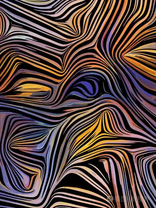 有机系列. 抽象的自然图案,以传统的木刻风格着色,用于艺术和自然项目