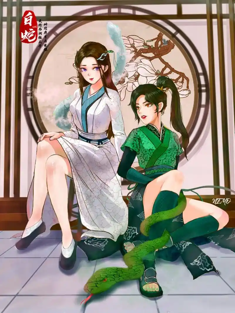 浅画一下小青小白(附过程)#白蛇缘起#青蛇劫起 #二次元 # - 抖音