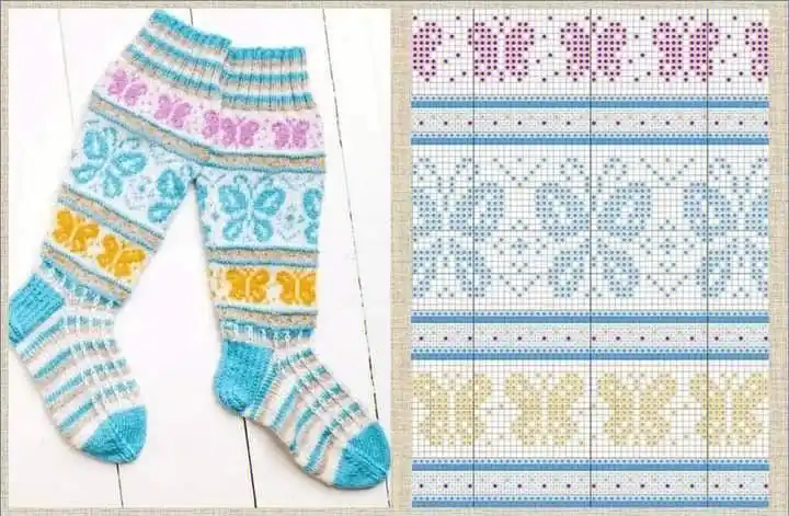 两款提花袜子图解