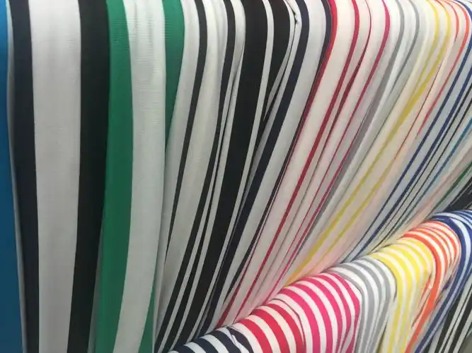 条纹面料彩条拉架布牛奶丝间条春夏女装t恤面料