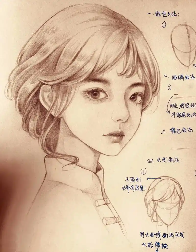 古风美人.##跟着抖音学画画 #动漫教程 #动漫人物素描画  - 抖音