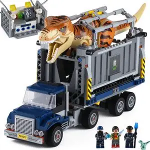霸王龙暴龙运输车恐龙系列侏罗纪套装基地乐高积木男孩子拼装玩具