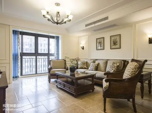 精选141平米四居客厅美式装修实景图片大全151-200m四居及以上美式