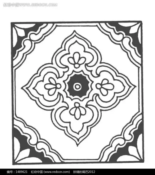 中国传统花纹方形纹饰_传统图案_红动手机版