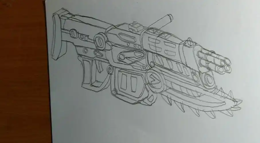 参考战争机器设计的四管突击步枪版权广州/设计爱好者/5年前/108浏览