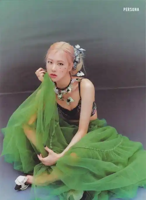 blackpink朴彩英花瓣妆绝美,化身蝴蝶仙子,绿纱裙露蚁