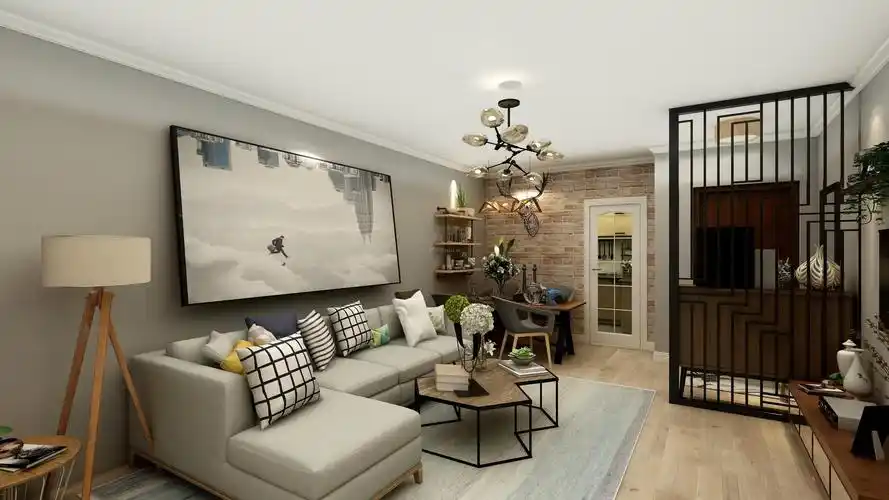 上地东里现代风格67平米二居室装修效果图