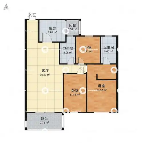三室一厅一厨两卫258万关门卖北部星城旁边七星