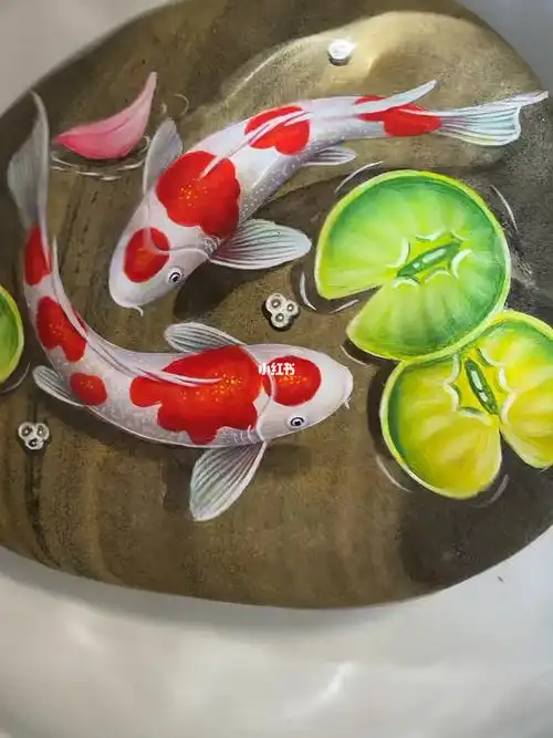 石头画锦鲤
