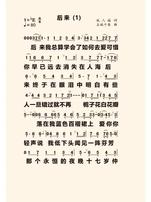 后来#即兴伴奏#简谱#钢琴谱#流行歌曲