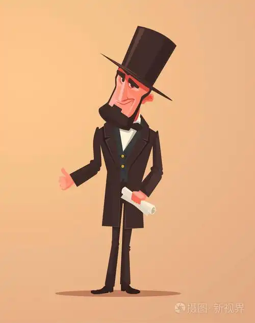 美国人快乐微笑总统性格.矢量平面卡通插画