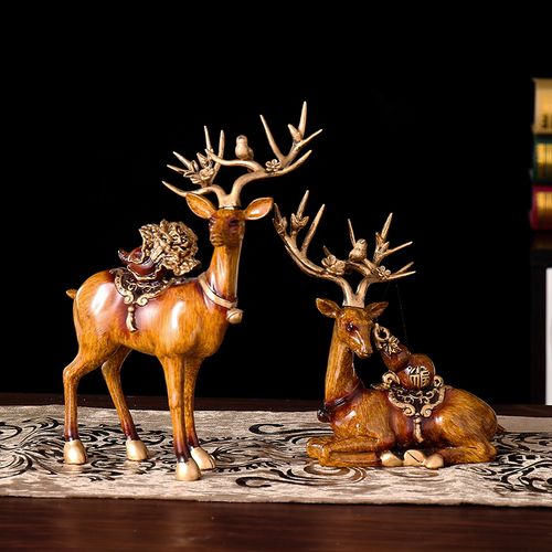 招财财鹿摆件家居客厅玄关电视酒柜装饰品创意摆件