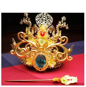 古装影楼定乾坤绿宝石头饰皇后贵妃造型演出饰品古风cos凤冠