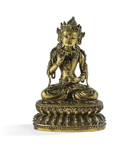 a rare well-cast gilt-bronze figure of a bodhi