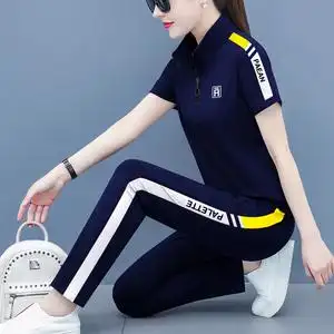 飞乐filat菲乐运动套装女季薄款2022天时尚短袖立领休闲宽松洋气