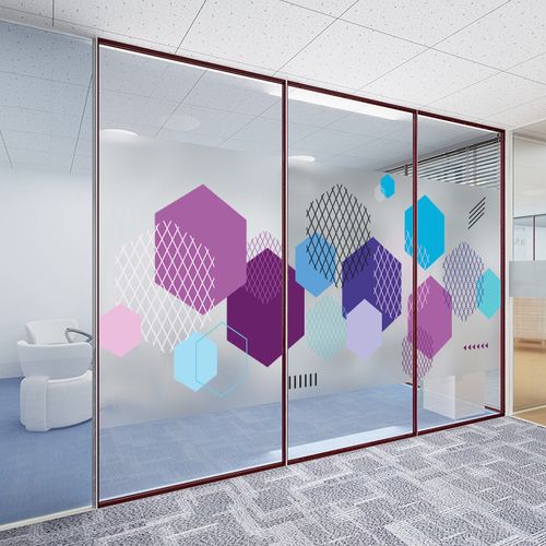 磨砂窗户推移门玻璃贴纸装饰办公室玻璃门贴膜透光不透明几何定制