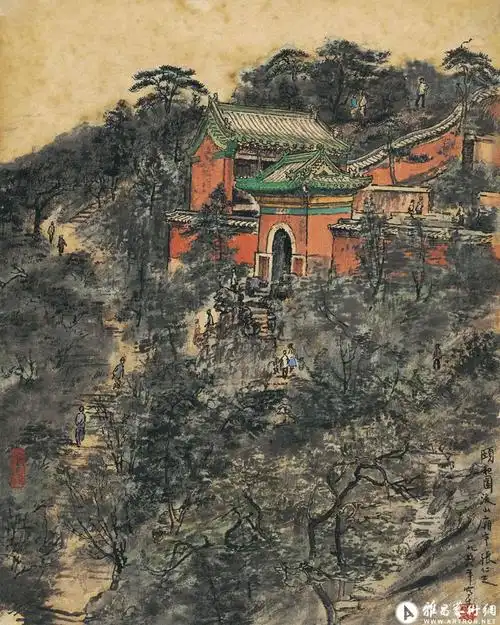 颐和园后山庙宇_山水写生_张仁芝作品展_张仁芝在线作品_张仁芝官方