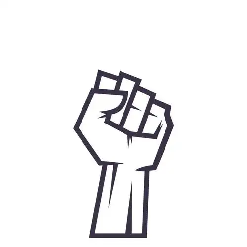 黑色刚毅的线条组成的握紧的拳头图案图片免抠矢量素材 插画-第1张