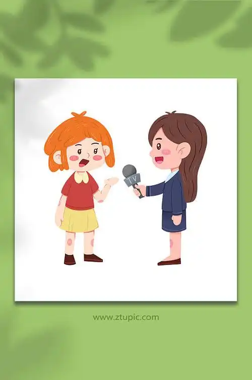 采访女生的记者新闻媒体人物插画