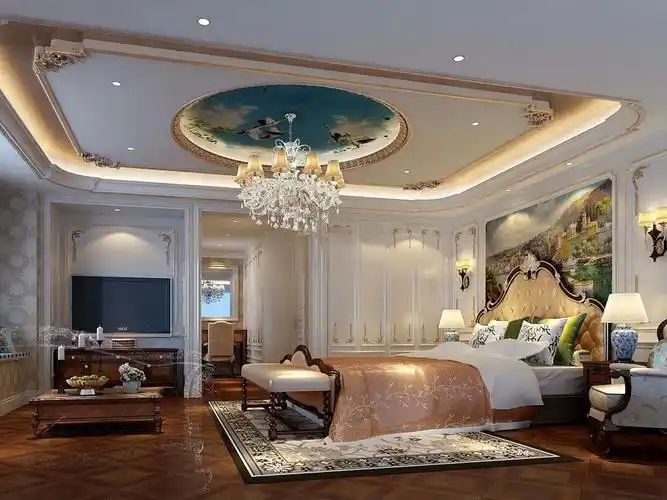 浦东御沁园300平法式风格联排别墅卧室装修效果图