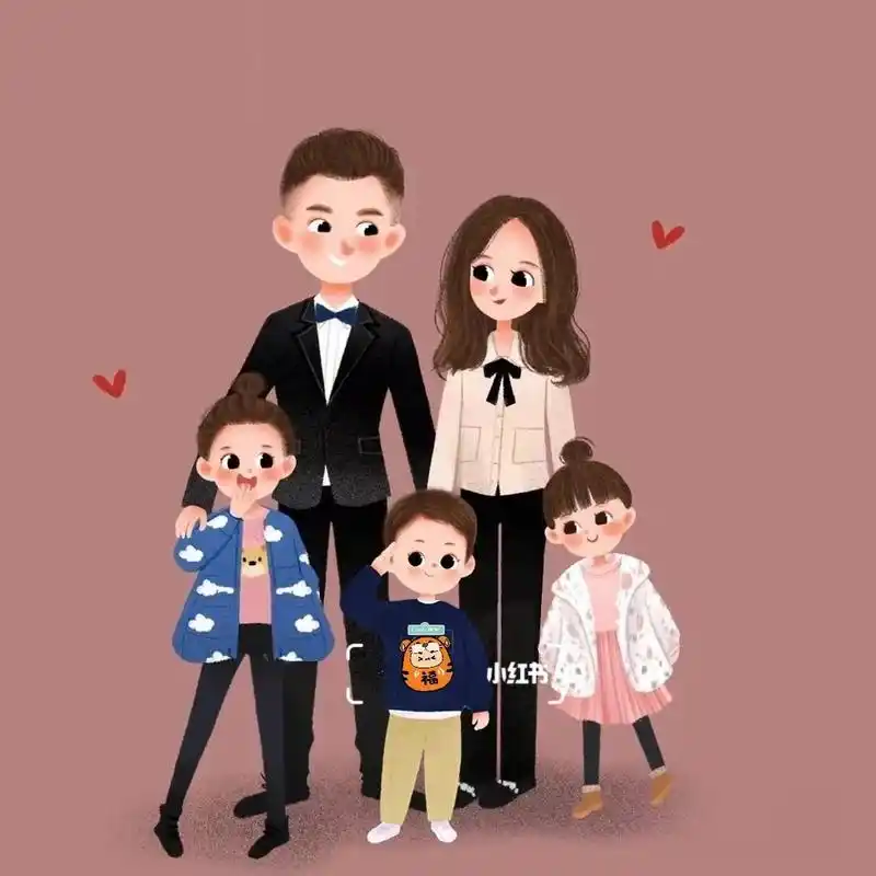 一家五口亲子头像 #薯小虎迎新年# #幸福一家全家福# #有爱亲子照