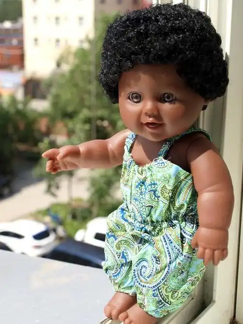 30厘米爆炸头女孩娃娃速卖通仿真娃娃非洲黑肤奈宝尼尔洋娃娃