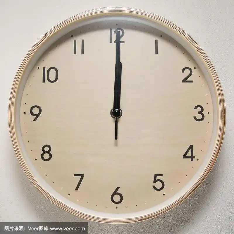 白色背景,时间,钟,12点整,过肩视角