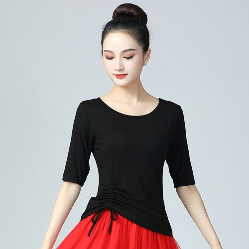 服带运费险莫代尔舞蹈服上衣女形体服练功服中袖广场舞服装中老年跳舞