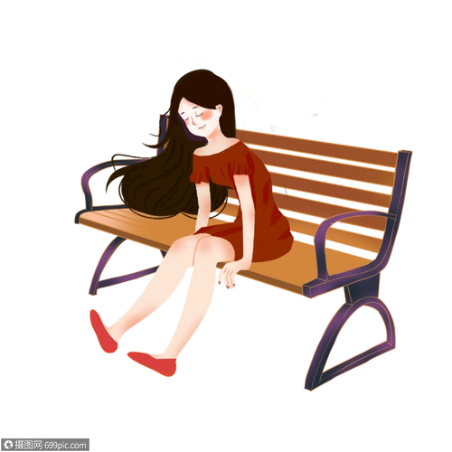 坐在椅子上的女孩少女长椅