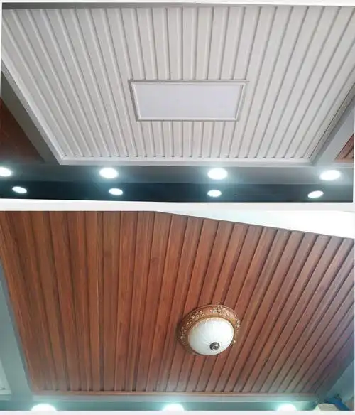 格栅板背景墙生态木长城板195长城板环保塑木墙板pvc吊顶板包覆膜木纹