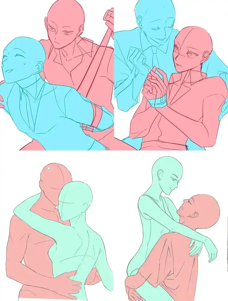 双人线稿-情侣互动画画素材③.93拿93临摹#板绘 #插画  - 抖音