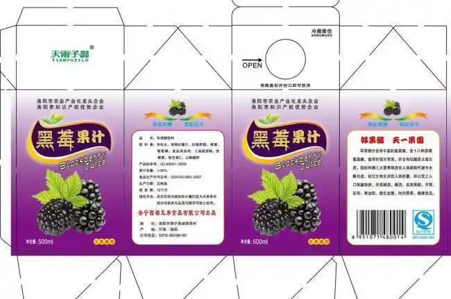 黑莓果汁包装盒设计图片