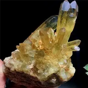 22/新品天然巴西黄水晶本原石原矿标簇石矿o物居家办件装饰桌面摆