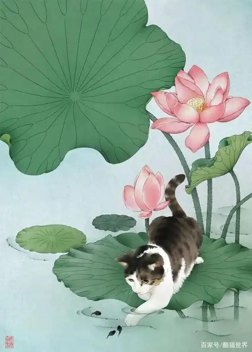满满中国风的猫咪插画就剩最后一天了,这一年你过得怎么样呢?