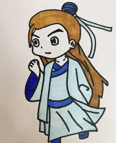 步骤图古代漫画美男简笔画古装男装抽象简笔画卡通帅气古代男子简笔画