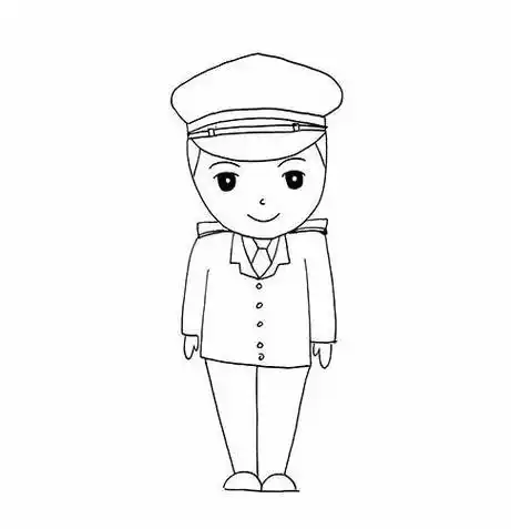 8月最新警察叔叔简笔画 儿童画警察叔叔简笔画